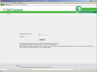 Screenshot 'datfer - data transfer' Login (anonym) im Kundenlayout Meduni Graz
