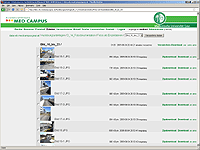 Screenshot 'datfer - data transfer' Dateiliste mit Vorschaubildern im Kundenlayout Meduni Graz