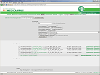 Screenshot 'datfer - data transfer' Suchformular im Kundenlayout Meduni Graz